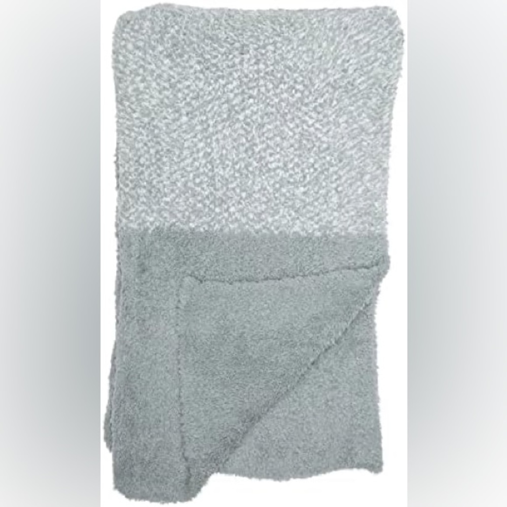 Barefoot Dreams CozyChic® Blanket w/Heathered Stripe Teal One Size